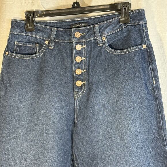 Sincerely Jule Size 7 /28 Womens Cropped Jeans  Raw Hem Cotton Button Front - Picture 1 of 9